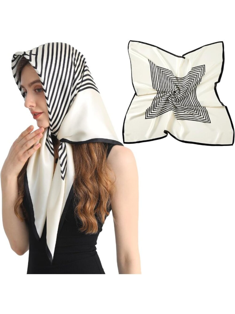 Luxurious 100% Mulberry Silk Head Scarf - 35"x35" Lightweight Square Hair Wrap